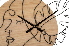 Horloge murale ronde métal et bois