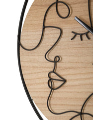 Horloge murale ronde métal et bois