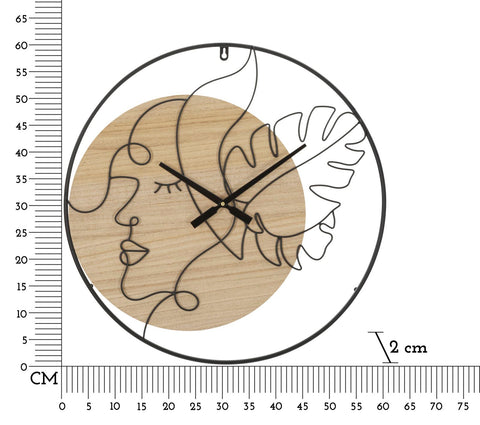 Horloge murale ronde métal et bois