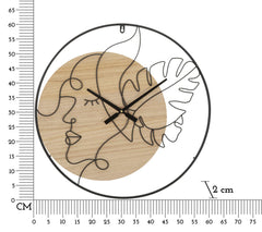 Horloge murale ronde métal et bois