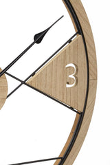 Horloge murale ronde géométrique Métal Bois
