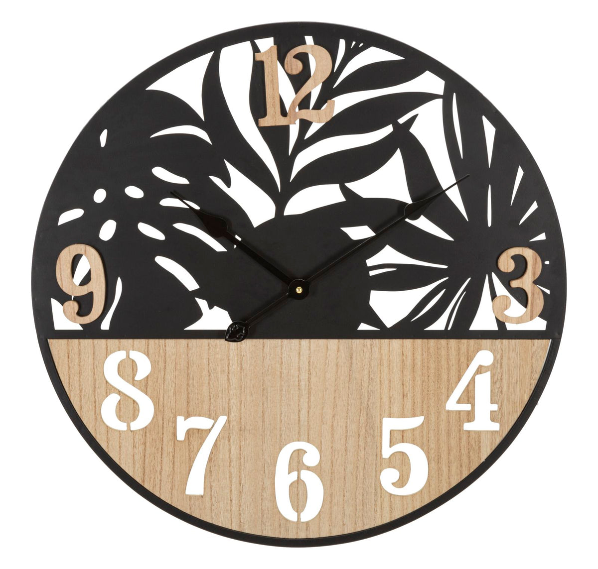 Reloj de pared redondo de metal y madera Palm