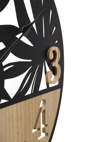 Reloj de pared redondo de metal y madera Palm