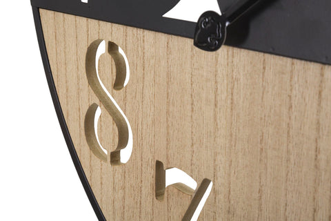 Reloj de pared redondo de metal y madera Palm