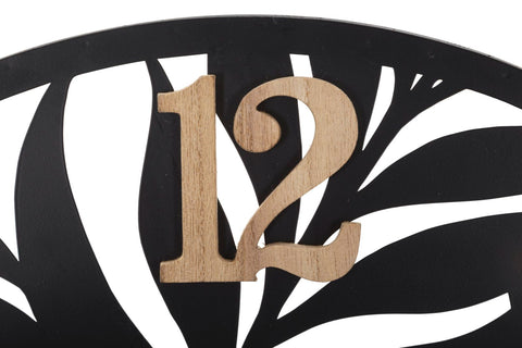 Reloj de pared redondo de metal y madera Palm