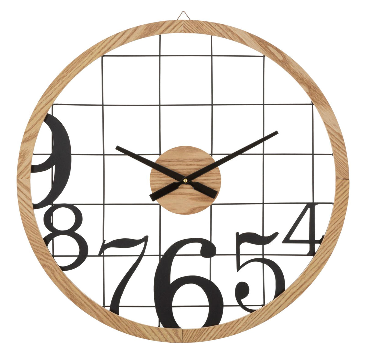 Reloj de pared redondo de metal y madera