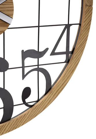 Reloj de pared redondo de metal y madera
