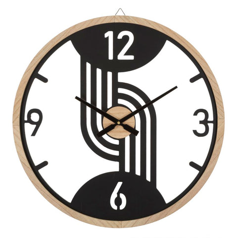 Reloj de pared redondo de metal y madera