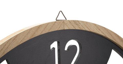 Reloj de pared redondo de metal y madera