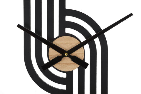 Reloj de pared redondo de metal y madera