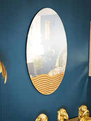 Miroir mural rond bois naturel