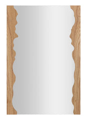 Miroir mural rectangulaire décorations ondulées en bois naturel