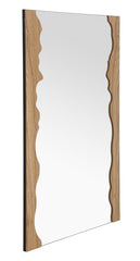 Miroir mural rectangulaire décorations ondulées en bois naturel