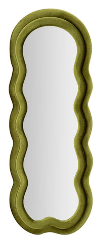 Miroir mural Miki cadre en bois Tissu Velours Vert