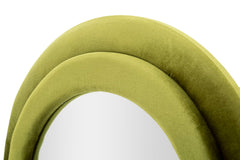 Miroir mural Miki cadre en bois Tissu Velours Vert