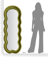 Miroir mural Miki cadre en bois Tissu Velours Vert