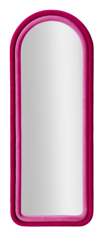 Miroir mural Cloe cadre en bois Velours Fuchsia
