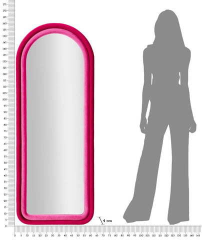 Miroir mural Cloe cadre en bois Velours Fuchsia