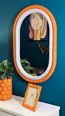 Miroir mural ovale tissu Orange