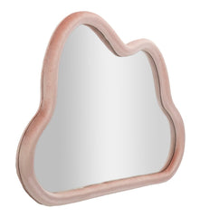 Miroir mural nuage bois recouvert de tissu rose