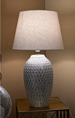 Lampe de table Wave Résine Abat-jour tissu Blanc