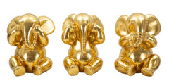 Ensemble de 3 éléphants assis dorés
