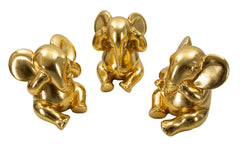 Ensemble de 3 éléphants assis dorés