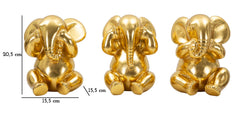 Ensemble de 3 éléphants assis dorés