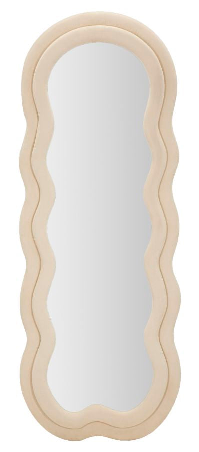 Miroir mural Miki en bois recouvert de tissu Velours Crème