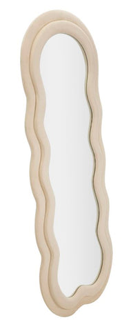 Miroir mural Miki en bois recouvert de tissu Velours Crème
