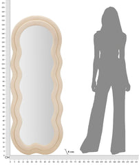 Miroir mural Miki en bois recouvert de tissu Velours Crème
