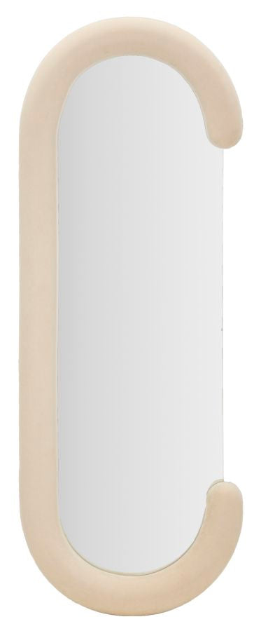 Miroir mural Chantal cadre en bois Tissu Velours Crème