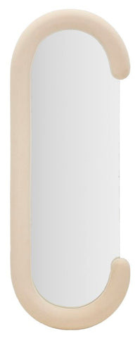 Miroir mural Chantal cadre en bois Tissu Velours Crème