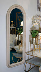 Miroir mural arche Cloe bois recouvert de Velours Crème