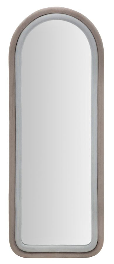Miroir mural Cloe cadre en bois Tissu Velours Gris