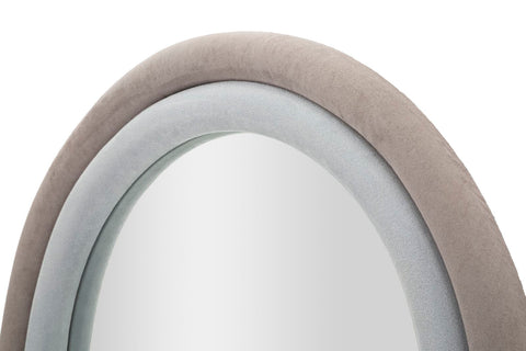 Miroir mural Cloe cadre en bois Tissu Velours Gris
