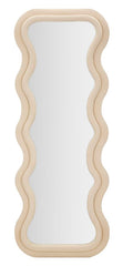 Miroir mural cadre en bois tissu crème ondulé