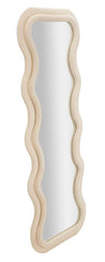 Miroir mural cadre en bois tissu crème ondulé