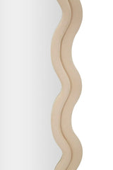Miroir mural cadre en bois tissu crème ondulé