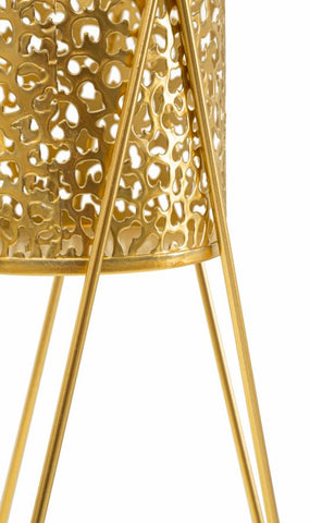 Support de vase en métal doré ensemble de 2 pcs décorés de sculptures irrégulières
