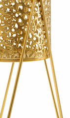 Support de vase en métal doré ensemble de 2 pcs décorés de sculptures irrégulières