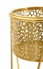 Support de vase en métal doré ensemble de 2 pcs décorés de sculptures irrégulières