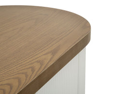 Console arrondie Tolosa Bois Blanc et inserts Bois Brun avec tiroir