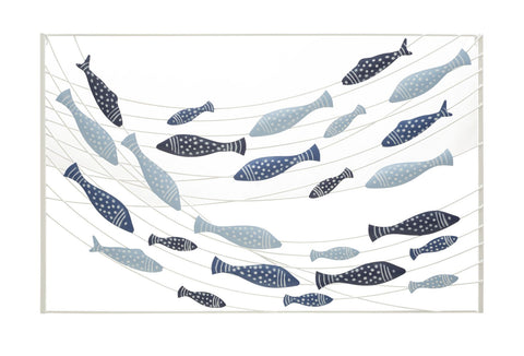 Panneau mural décoratif métal 3D poissons
