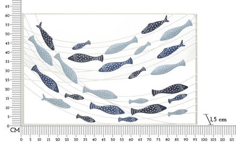 Panneau mural décoratif métal 3D poissons