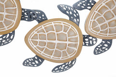 Panneau mural décoratif 3D tortues en métal et bois
