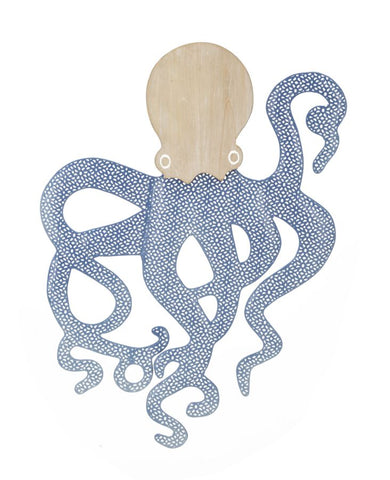 Panel de pared decorativo 3D de pulpo de metal y madera