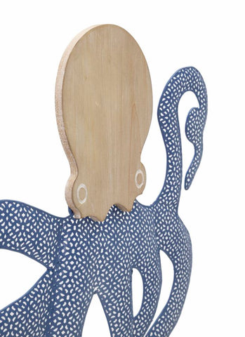 Panel de pared decorativo 3D de pulpo de metal y madera