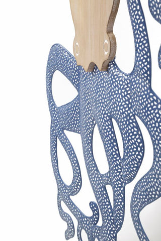 Panel de pared decorativo 3D de pulpo de metal y madera