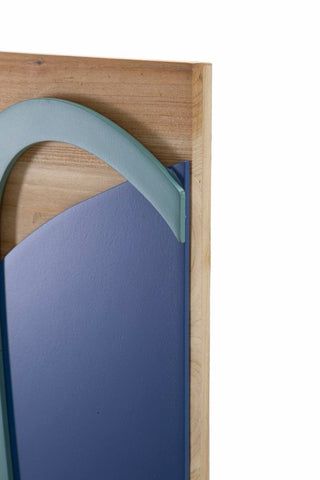 Panel de pared decorativo geométrico multicolor de metal y madera